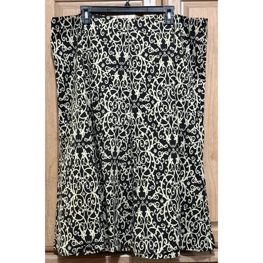 Ashley Stewart A Line Midi Skirt Women's Size 22 Damask Style Print Flared Hem
